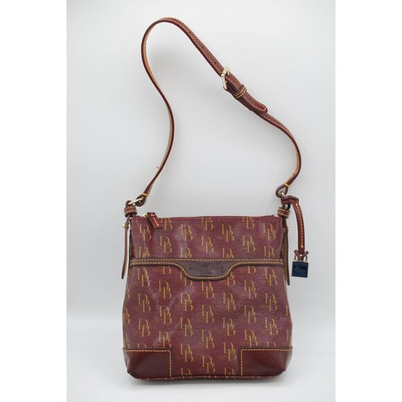 Dooney & Bourke Signature 1975 Burgundy Brown Monogram Shoulder Bag - Picture 1 of 14